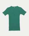 BASERANGE 2025 Pre-Spring Collection: French Organic Cotton T-Shirt with Cut-Out Heart Design, Short Sleeves, MIRA GREEN (TOHS) (BAS-TTHTS-CR-AU25)